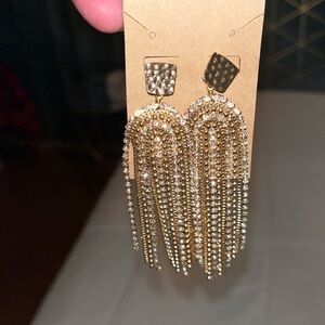Gold Embellished Dangling Earrings